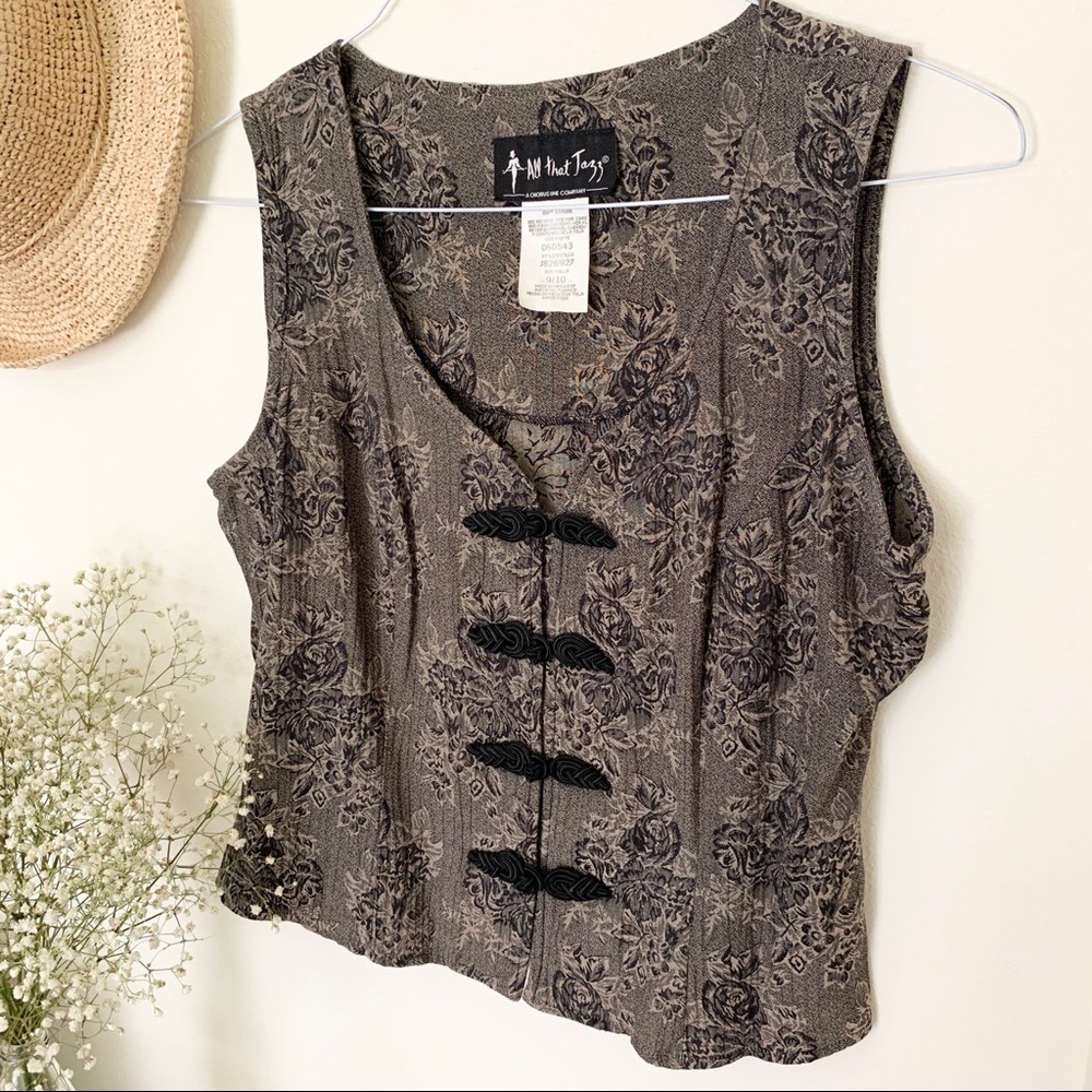 Vintage 90s Victorian Style Floral Vest